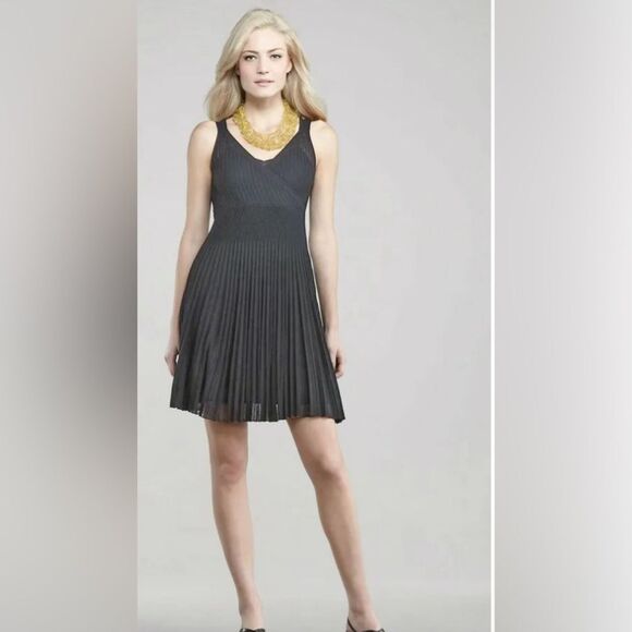 Eileen Fisher Cinder Refined Pleat Surplice Knee Length Dress size L - Picture 3 of 7